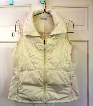 New Columbia Women's XL Full Zip Vest Cream Color Solid Fleece Collar